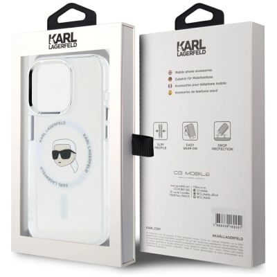 8. Karl Lagerfeld IML Metal Karl Head MagSafe Case for iPhone 15 Pro Max White