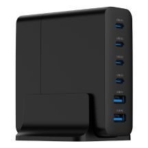 GEMBIRD 6-PORT GAN FAST POWER CHARGER (PD) 6XUSB (2X USB-A + 4X USB-C), 75W, BLACK