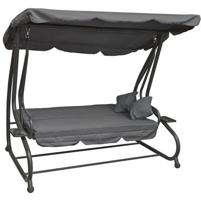 10. KASIA GARDEN AND BALCONY SWING 3-SEATER GRAY