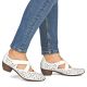 6. Women's leather openwork high-heeled shoes, white, Rieker 43773-80