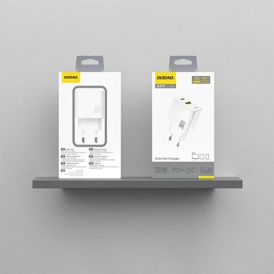 3. Dudao A27TEU PD 30W GaN USB-A USB-C Wall Charger - White