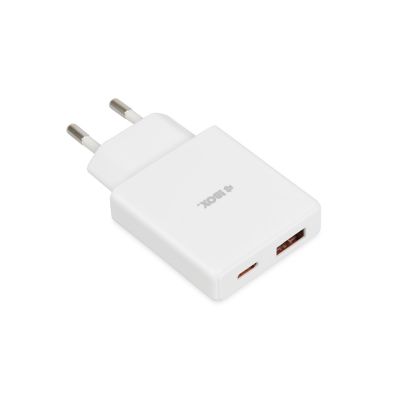 8. IBOX UNIVERSAL CHARGER C-43 GAN PD30W SLIM USB A+C WHITE