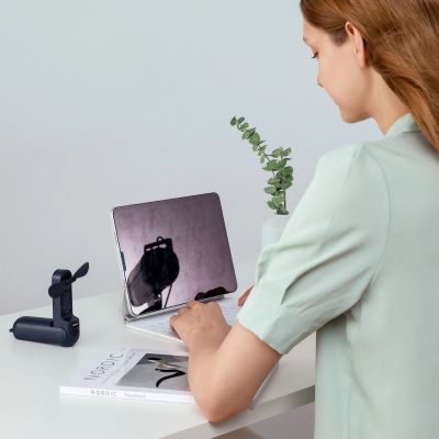 4. Jisulife Handheld Fan Life8 Mini Portable USB Fan with Power Bank Function 2000mAh and Flashlight - Blue