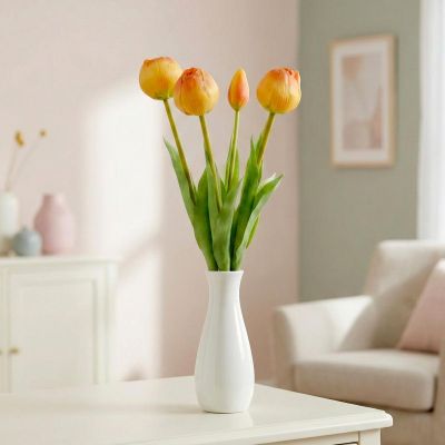 14. BOUQUET OF 5 ORANGE PEONY TULIPS 39 CM LIFE-LIKE SPRING DECORATION