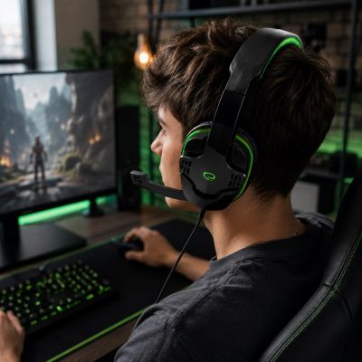 8. Esperanza EGH310G headphones (black, green)