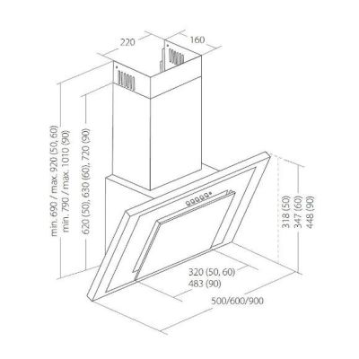 2. Chimney hood AKPO WK-4 NERO ECO 60 WHITE (162 m3/h; 600mm; white)
