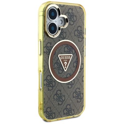 4. Guess IML Metal Glitter 4G Circle Triangle MagSafe Case for iPhone 16 - Brown