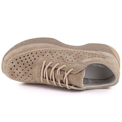 3. Women's leather openwork shoes, light brown, Sergio Leone SP013