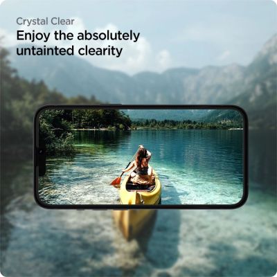 9. Spigen ALM Glass FC tempered glass for iPhone 13 / 13 Pro / 14 / 16e / 17e - black 2 pcs.