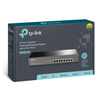 4. TP-Link TL-SG1008MP Network Switch Unmanaged Gigabit Ethernet (10/100/1000) PoE Support Black