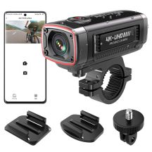 AKEEYO AKY-710S sports camera 4K video recorder for motorcycle handlebar - black