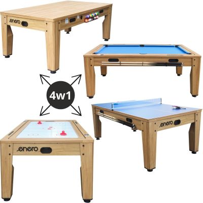 6. 4-IN-1 MULTIGAMING TABLE BILLIARDS TABLE TENNIS HOOK-UP DINING TABLE 214x121.6x81.3CM WOODEN ENERO