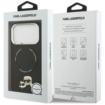8. Karl Lagerfeld Karl & Choupette Pins MagSafe Case for iPhone 17 Pro Max - Black