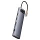 7. HUB 11in1 Baseus Metal Gleam Series USB-C to USB-C PD / 3x USB-A 3.0 / USB-A 2.0 / HDMI / VGA / AUX / RJ-45 / SD TF - gray