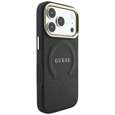 4. Guess Saffiano Peony & Ring MagSafe case for iPhone 17 Pro / 18 Pro - black