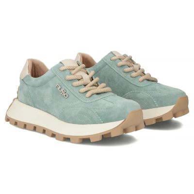 16. Leather platform sneakers in green Filippo DP7498