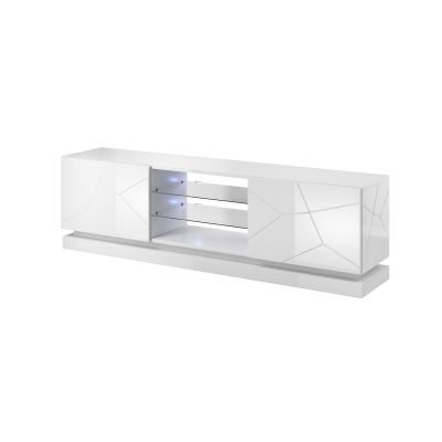 2. TV cabinet QIU 200 MDF white gloss/white gloss