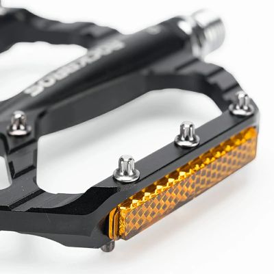 8. Rockbros C700 Reflective Aluminum Platform Bicycle Pedals - Black