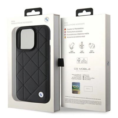 8. BMW Leather Quilted case for iPhone 15 Pro Max - black