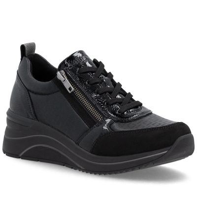 7. Women's wedge sneakers black Remonte Rieker D0T22-03