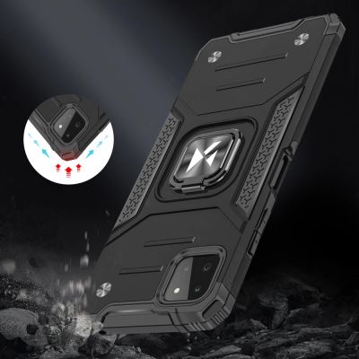 7. Wozinsky Ring Armor Case Kickstand Tough Rugged Cover for Samsung Galaxy A22 4G red