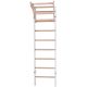 21. GYMNASTIC WOODEN AND METAL WALL BAR WITH 4 HANDLES WITH A WOODEN BAR BENCHK 211W
