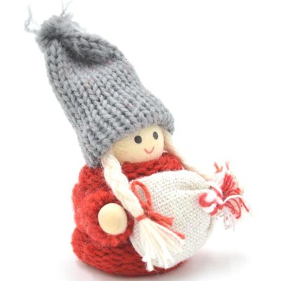 2. DECORATIVE DOLL WITH BAG RED GIRL 7.5 CM