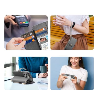 5. Dux Ducis Lawa Leather Case for iPhone 15 Pro Max - Gray