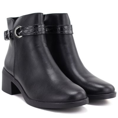 10. Women's leather ankle boots with insulated sole, black Sergio Leone BT-25-S