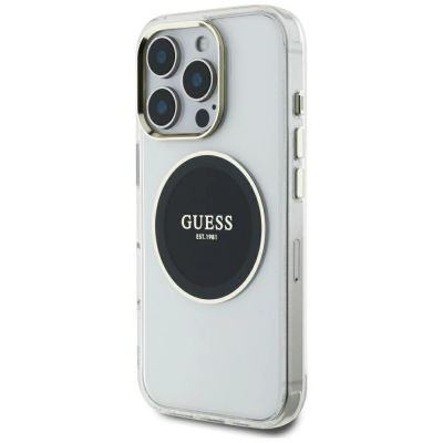 2. Guess IML Metal Colored Circle Classic Logo MagSafe Case for iPhone 16 Pro Max - Black