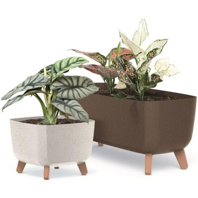 4. GRACIA SQUARE ECO WOOD FLOWER POT 24x24CM COFFEE