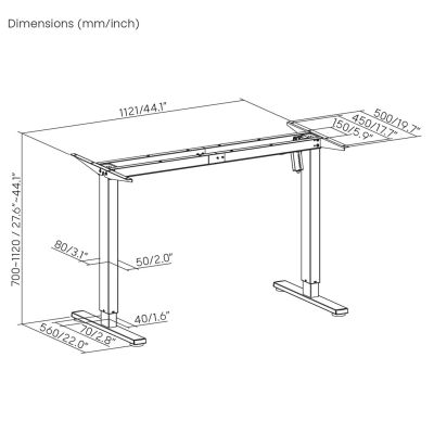 2. ERGO OFFICE ELECTRIC DESK ADJUSTABLE MAX HEIGHT 1160MM, MAX - 80 KG, WITHOUT TABLETOP FOR SITTING AND STANDING WORK, WHITE ER-400 W
