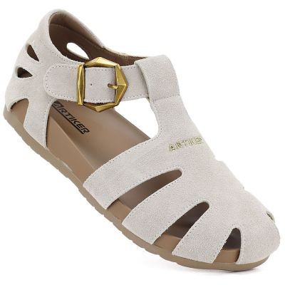 Beige women's leather sandals Artiker 58C0328
