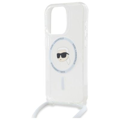 5. Karl Lagerfeld Crossbody IML Karl Head Magsafe Case for iPhone 16 Pro Max - Clear