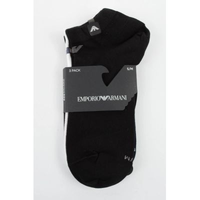 5. Emporio Armani Calza Ankle Socks Cotton Comfortable 3-Pack Navy Blue Black White