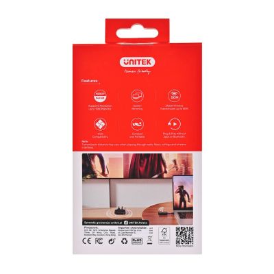 6. UNITEK WIRELESS HDMI TRANSMITTER UP TO 50M, USB-C, BLACK