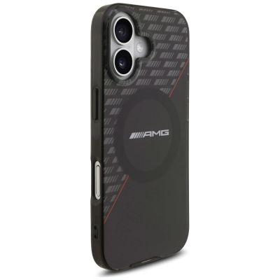 4. AMG Double Layer Transparent Rhombs MagSafe Case for iPhone 17 - Black and Red
