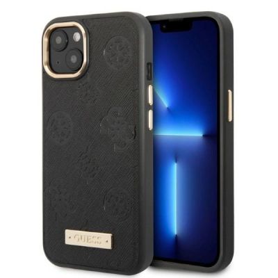 Guess GUHMP13MSAPSTK iPhone 13 6.1" black/black hardcase Peony Logo Plate MagSafe
