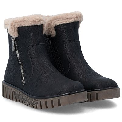 4. Women's insulated black ankle boots Rieker Y3481-01