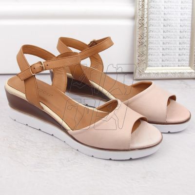 5. Potocki W WOL243 leather wedge sandals, pink