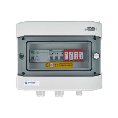 Hermetic IP65 EMITER AC connection switchboard with Dehn type 2 AC surge arrester, 10A 3-F, RCD type A 40A/300mA