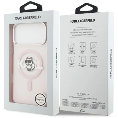 8. Karl Lagerfeld IML Choupette Sketch Logo MagSafe Case for iPhone 17 Pro Max - Pink
