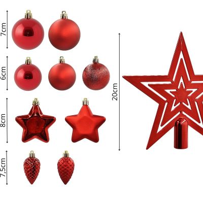 3. DECORATIVE PLASTIC BAUBLE SAFE 40 PCS RED MICA