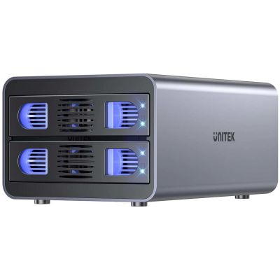 Unitek RAID enclosure for 2.5"/3.5" SATA drives, 4 modes, 40 TB, USB-C 10 Gb/s
