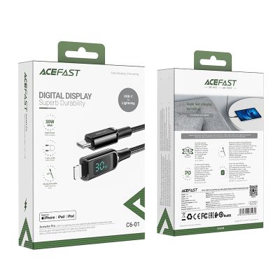 5. Acefast cable MFI USB Type C - Lightning 1.2m, 30W, 3A black (C6-01 Black)