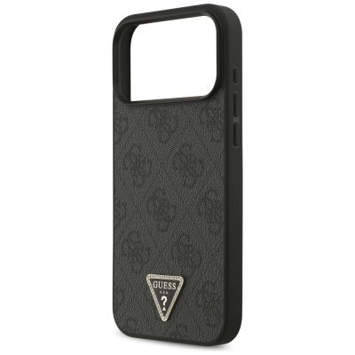 6. Guess Leather 4G Triangle Strass MagSafe Case for iPhone 17 Pro Max - Black