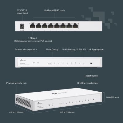 10. TP-Link Festa FS308G Managed L2/L2+ Gigabit Ethernet (10/100/1000) PoE Support White