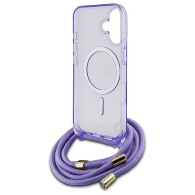 6. Guess Crossbody Cord Script MagSafe iPhone 16 Case - Purple