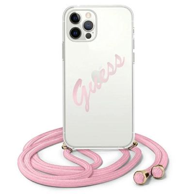 Guess Script Vintage iPhone 12 Pro Max 6.7" Case - Pink