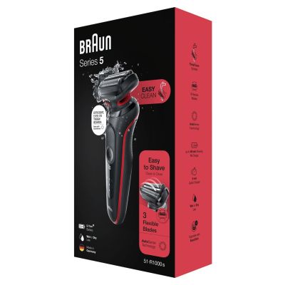 6. Braun Series 5 51-R1000S Wet & Dry Shaver Black, Red
